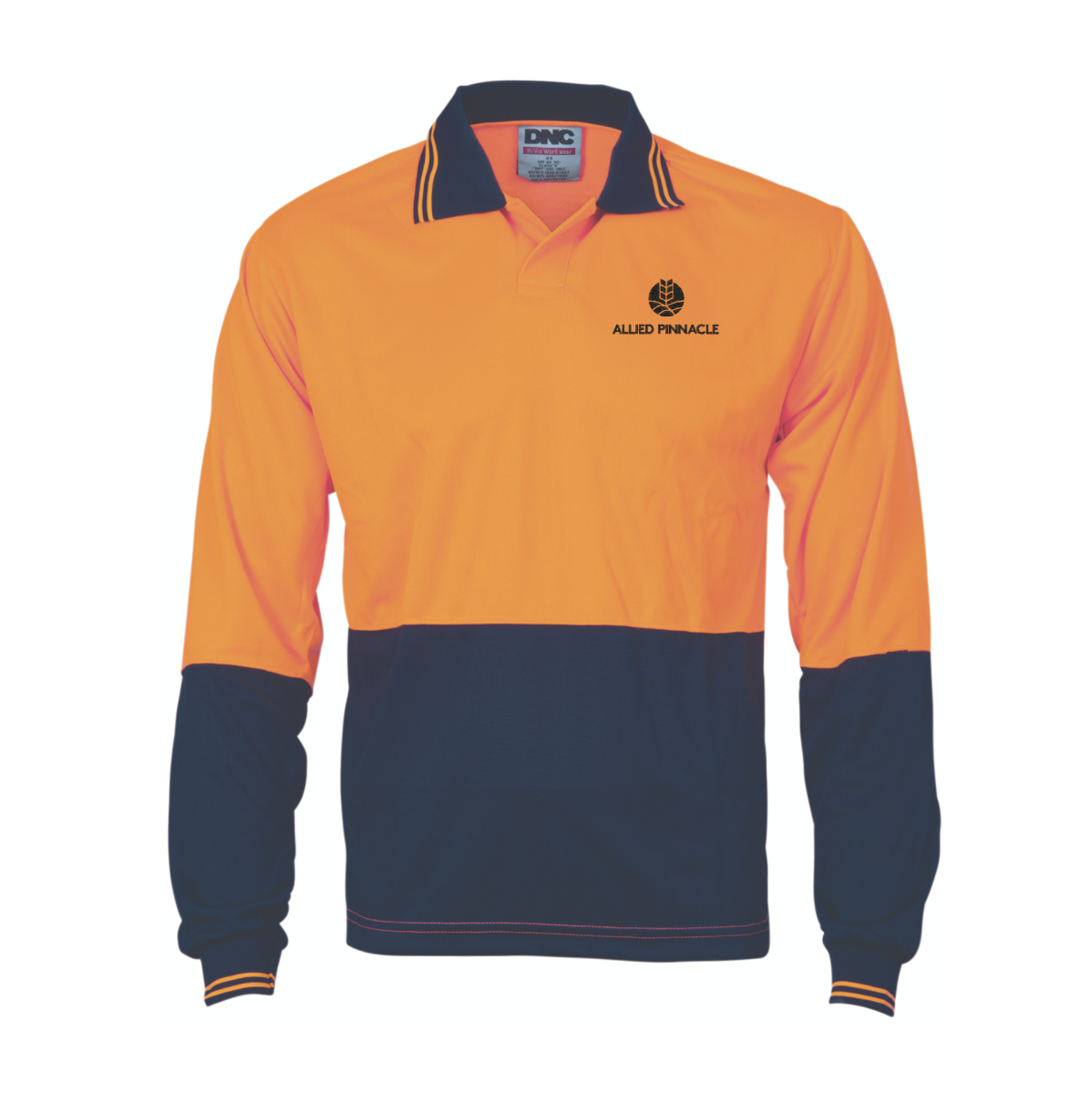 Picture of Hi-Vis Food Industry Long Sleeve Polo - Orange/Navy