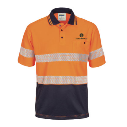 Picture of Hi-Vis Taped Micromesh Short Sleeve Polo - Orange/Navy