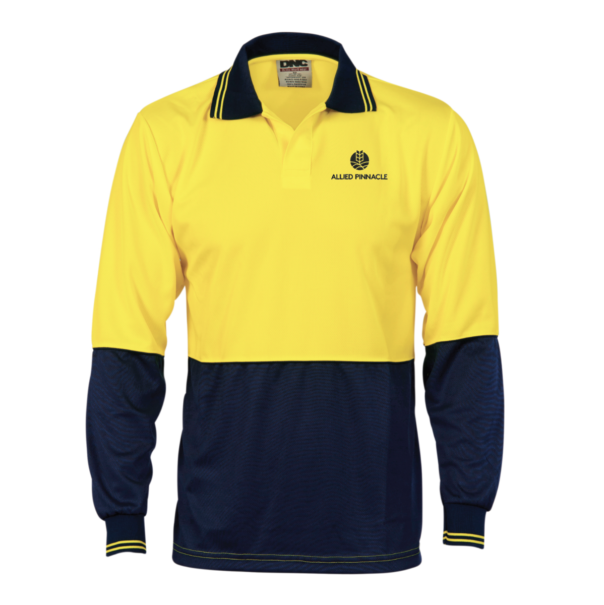 Picture of Hi-Vis Food Industry Long Sleeve Polo - Yellow/Navy