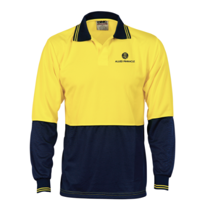 Picture of Hi-Vis Food Industry Long Sleeve Polo - Yellow/Navy